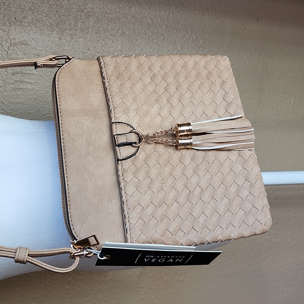 Vegan Leather Messenger Crossbody Bag